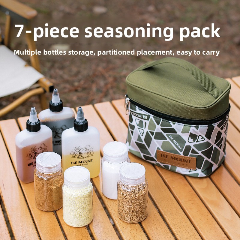 Outdoor Camping Outfit - Outdoor seasoning storage bag 7-piece set