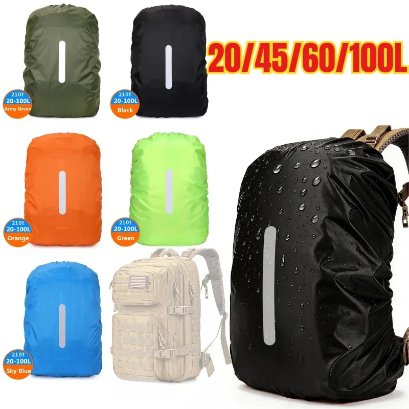 Outdoor Camping Essentials - 20L-100L Reflective Waterproof Backpack Rain Cover: