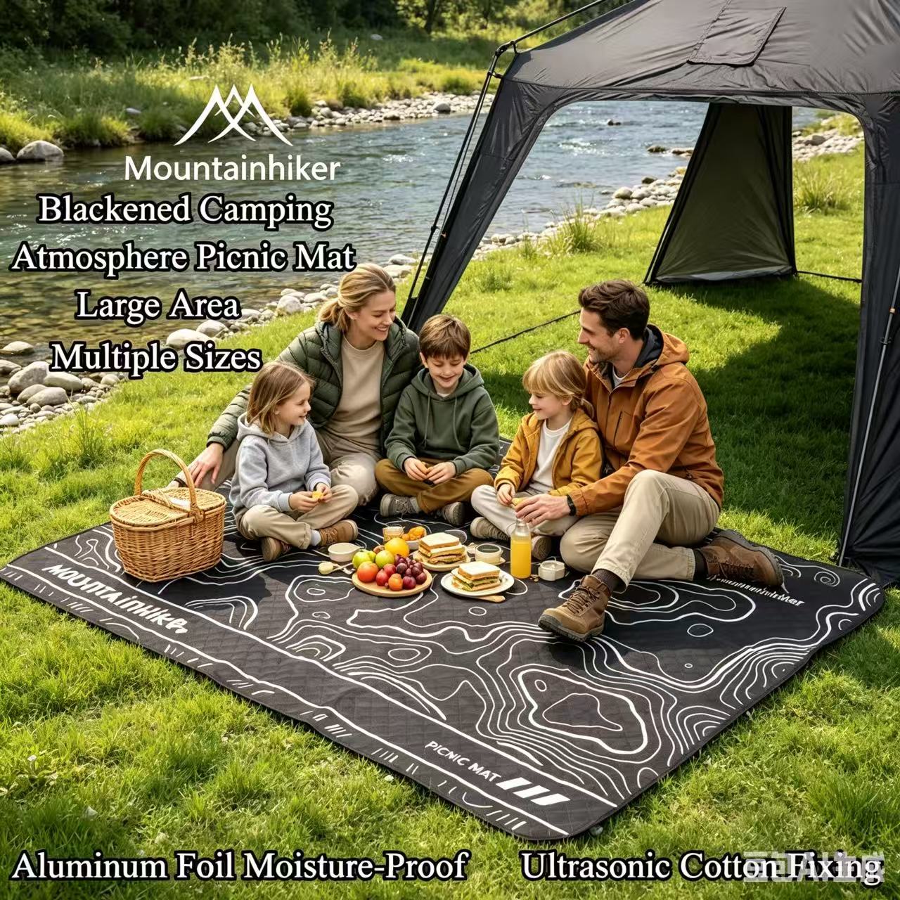 Outdoor Camping Rugs - MOUNTAINHIKER Blackened Picnic Mat Extra Large