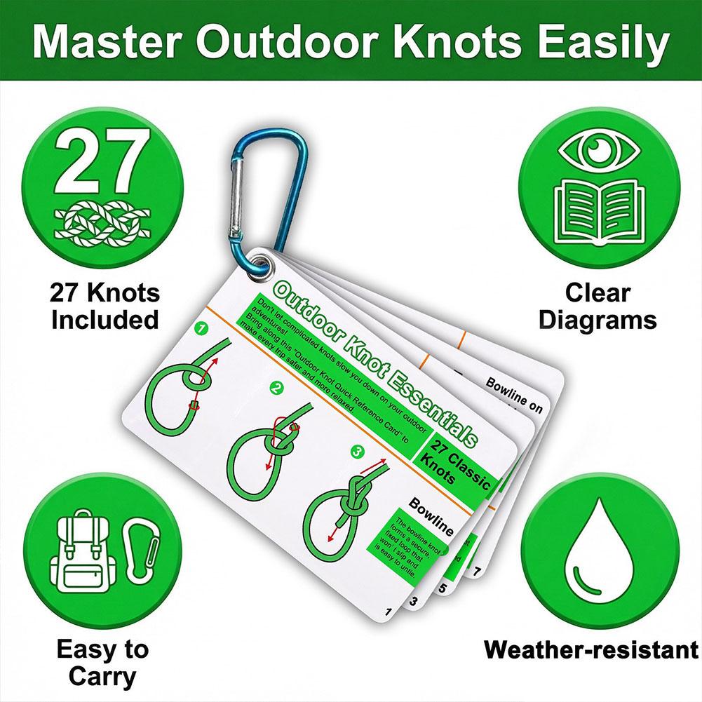 Outdoor Camping Essentials - Outdoor Knot Reference Guide, Featuring 27