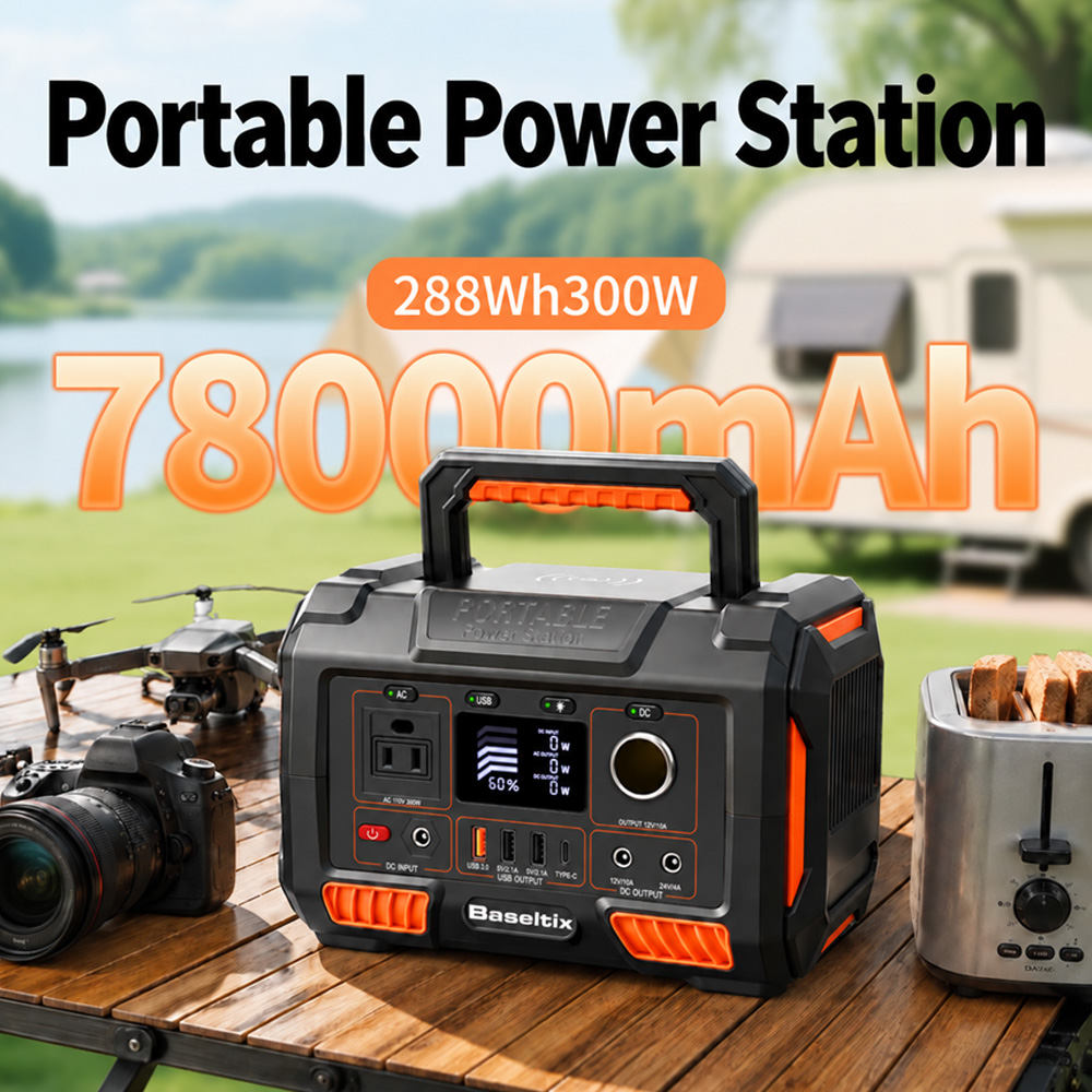 Outdoor Camping Outlet - 78000mAh Portable Power Station 300W, 228Wh