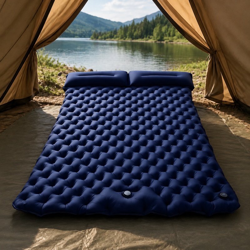 Outdoor Inflatable Camping Tent With Air Pump - Portable Double Air Mattress, Lightweight Foldable