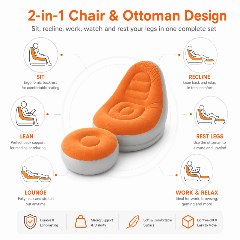 Flocking Inflatable Lazy Sofa  - đánh giá và giá Outdoor Camping Outfit