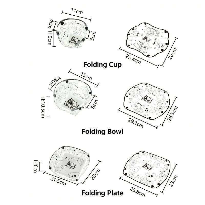 1/3PCS Foldable Bowls Cups & P - đánh giá và giá Outdoor Camping Dining Set
