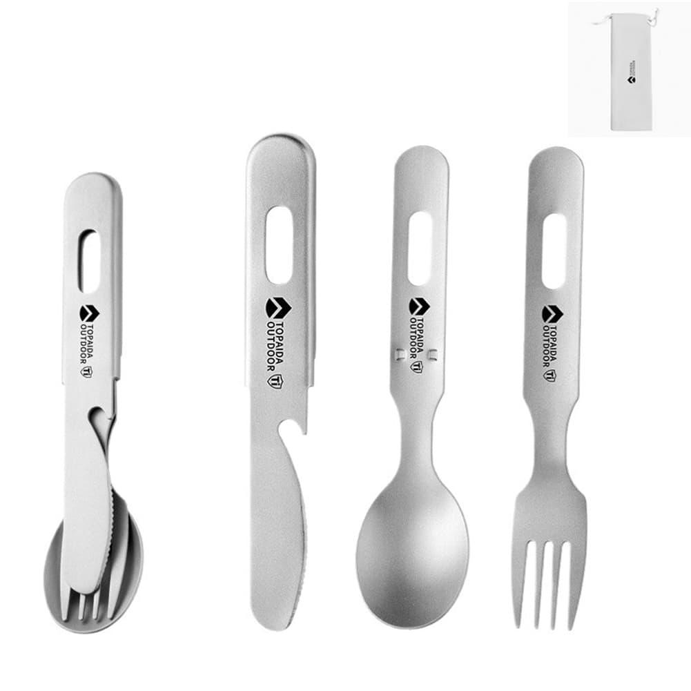 3 in 1 Titanium Camping Fork S - đánh giá và giá Outdoor Camping Dining Set